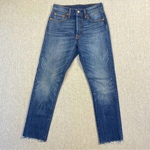 Levi’s 501S Jeans Women’s Size 25 x 27 Blue Raw Hem Cutoff Skinny Cropped Dark